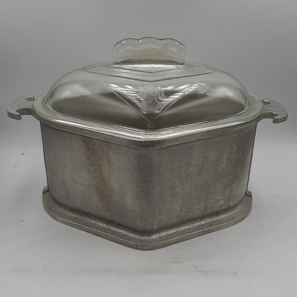 Vintage Guardian Cookware Aluminum Ecomony Trio's One Section With Glass Lid